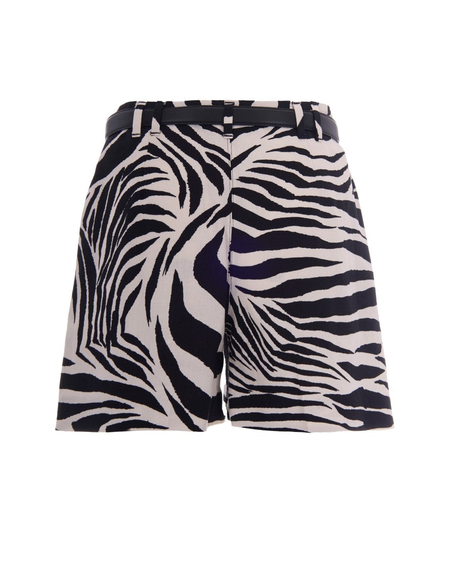 Max Mara Tailored Shorts With Bold Animal Print And High Waist