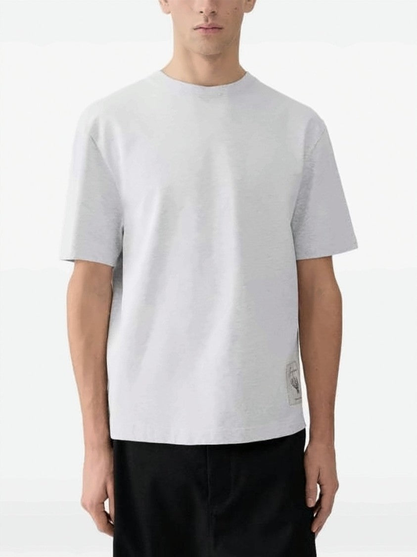 Jacquemus Light Grey Cotton T-Shirt With Embroidered Patch