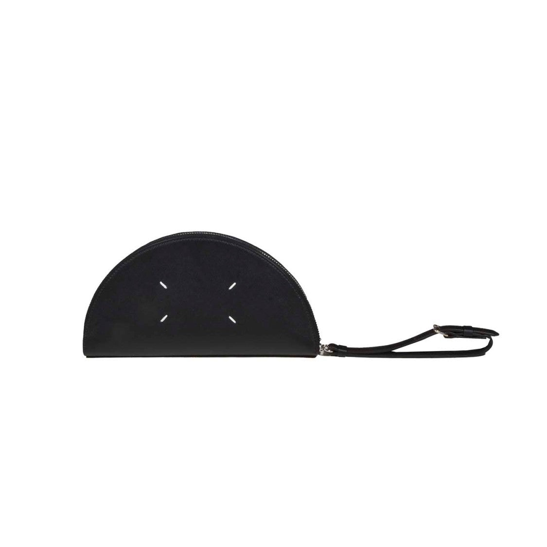 Maison Margiela Halfmoon Micro Pouch In Black Saffiano Leather