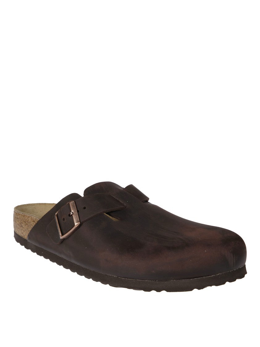 Birkenstock Brown Oiled Leather Buckle Strap Loafers