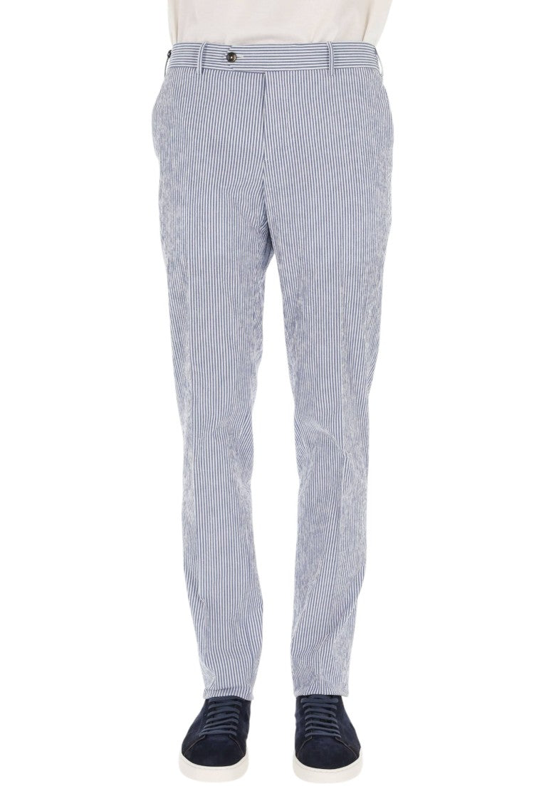 Pt Torino Striped Seersucker Slim Fit Pants