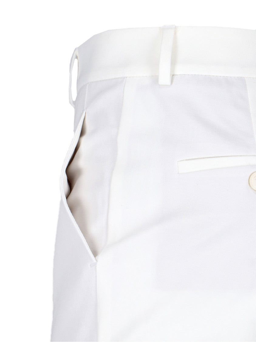 Incotex White Cotton Straight-Leg Pants With Medium Rise