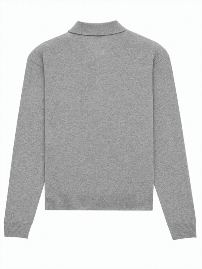 Saint Laurent Wool Long-Sleeve Polo Shirt With Classic Collar