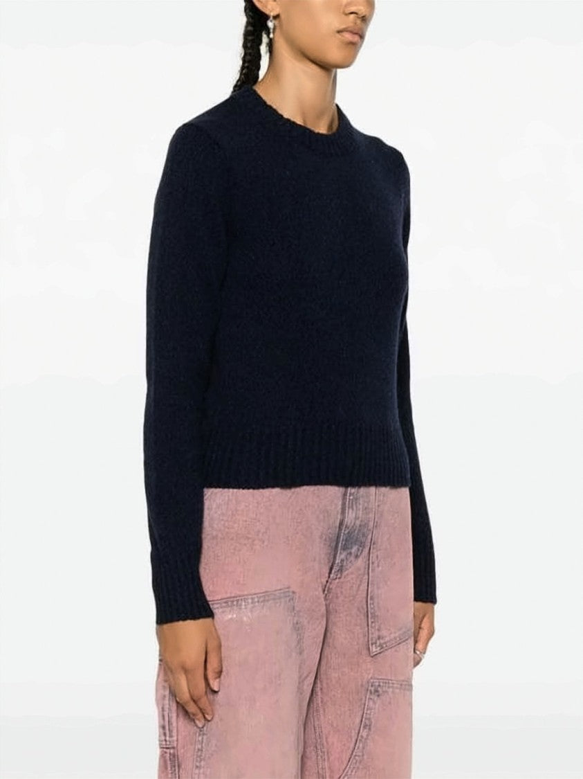 Ami Paris Soft Cashmere Blend Sweater With Ribbed Details