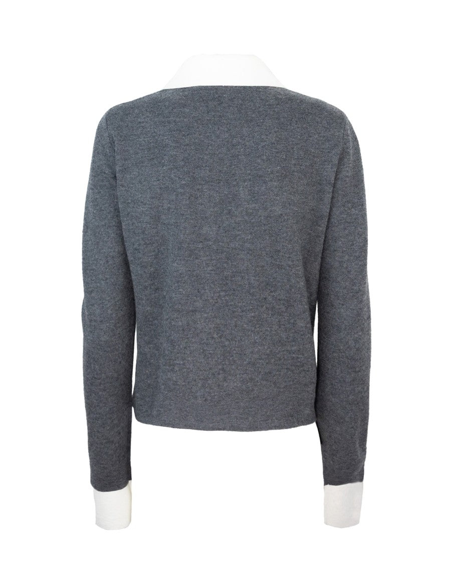 Self-Portrait Grey Contrast Collar Cardigan