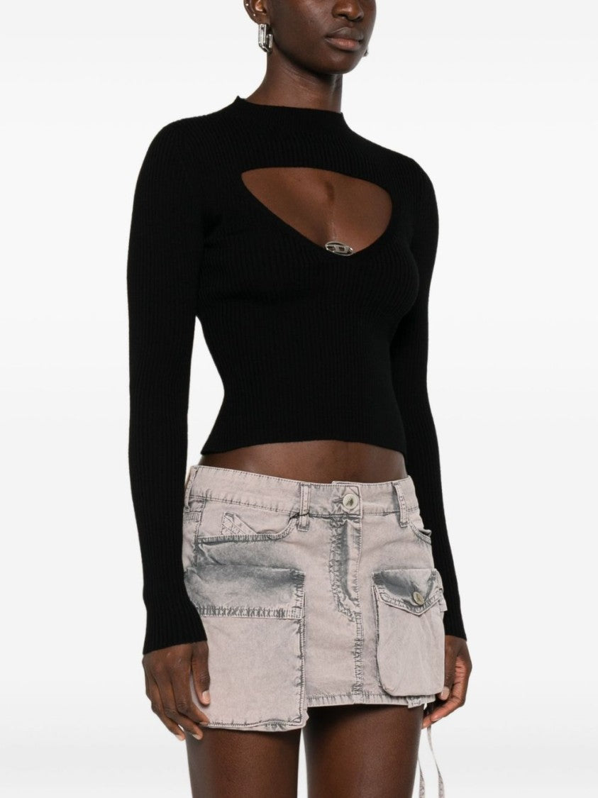 Diesel Fitted Black Ribbed Wool Sweater