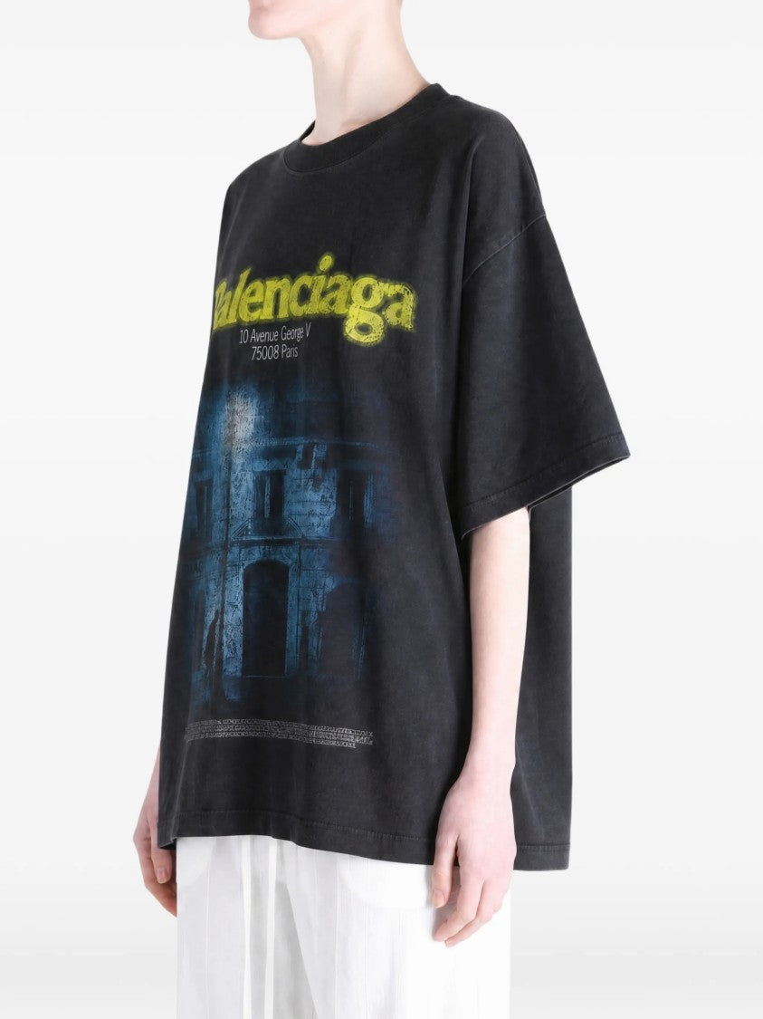 Balenciaga Boxy Oversized T-Shirt With Graphic Print And Dropped Shoulders