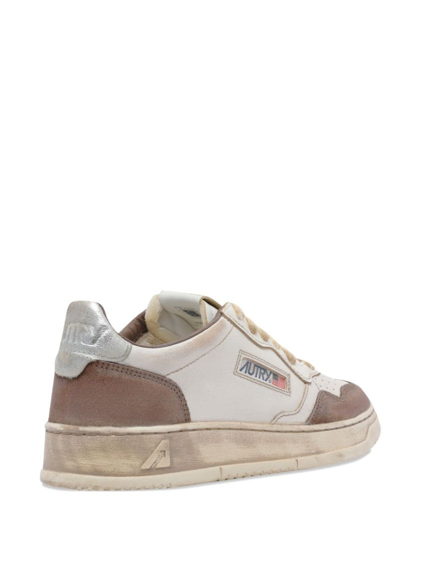 Autry Vintage White Leather Sneakers With Suede Accents