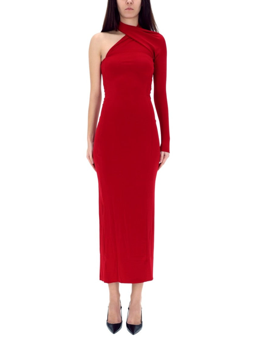 Courrèges Neutrals Draped One Shoulder Dress