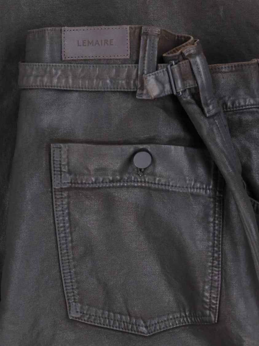 Lemaire Brown Coated Cotton Wide-Leg Denim Pants