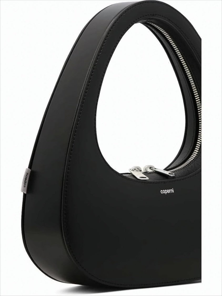Coperni Triangular-Shaped Black Leather Tote Bag