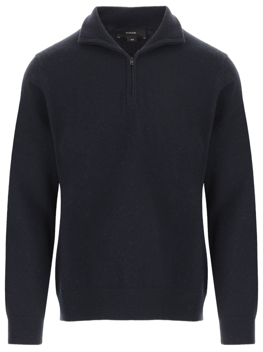 Vince Navy Half-Zip Ribbed Cashmere Sweater