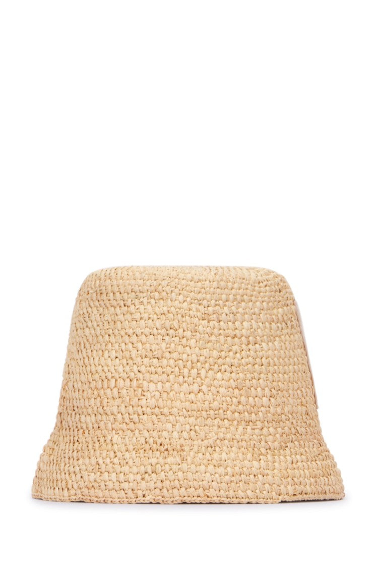 Jacquemus Textured Raffia Bucket Hat With Subtle Logo Patch