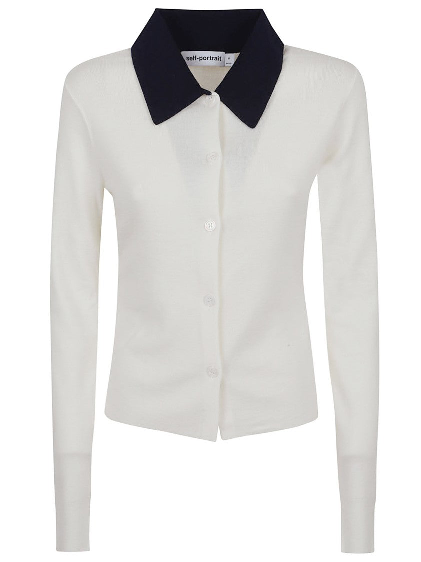 Self-Portrait Wool Blend Sweater With Contrasting Collar