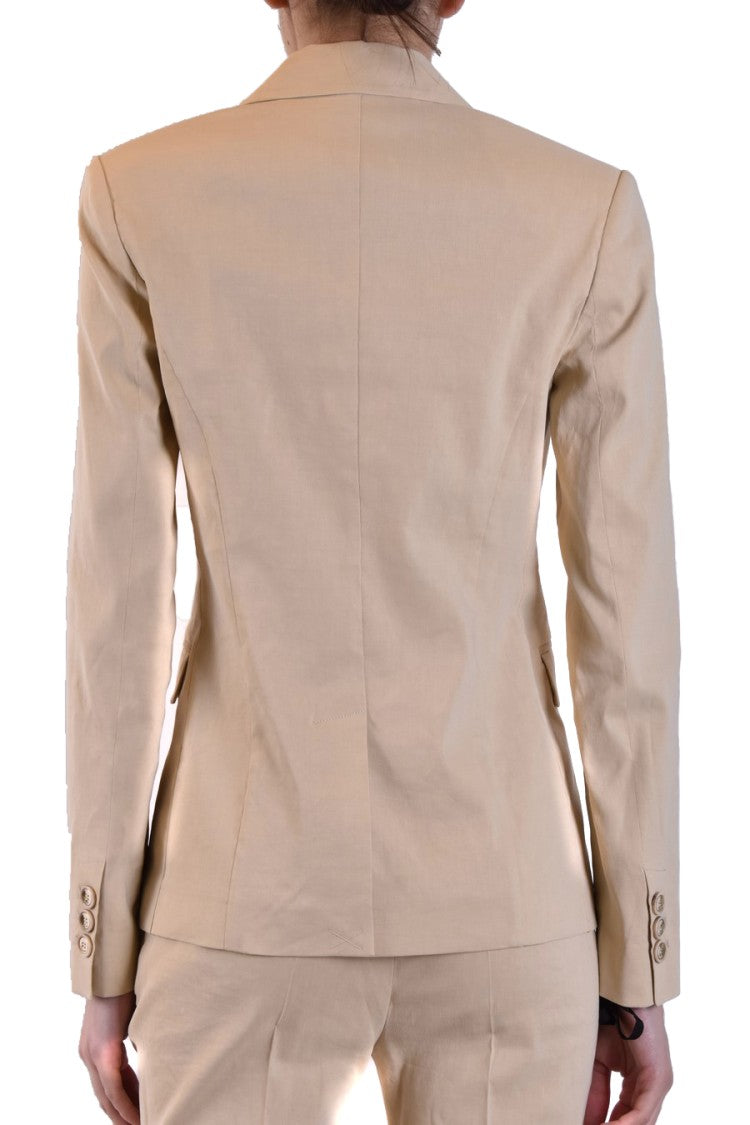 Pinko Tailored Beige Blazer Structured Shoulders Button