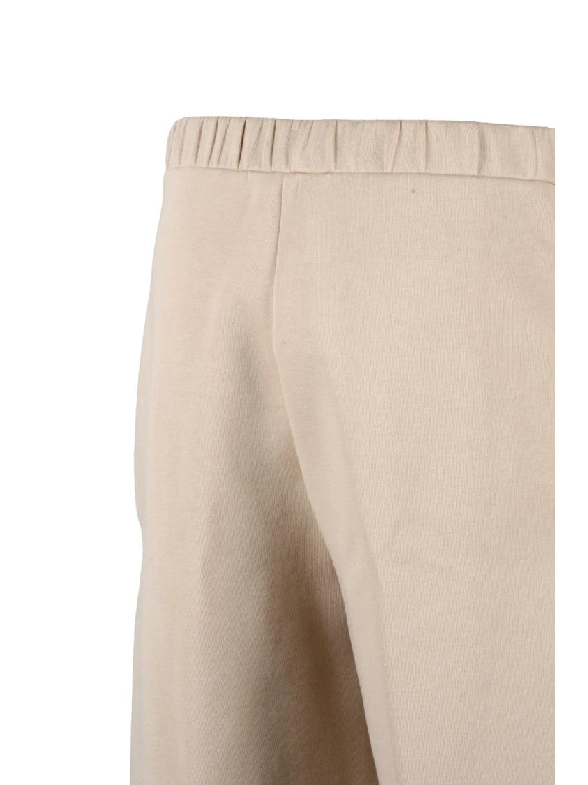 Mm By Max Mara Relaxed-Fit Beige Sweatpants With Cuffed Hems And Seam Detailing