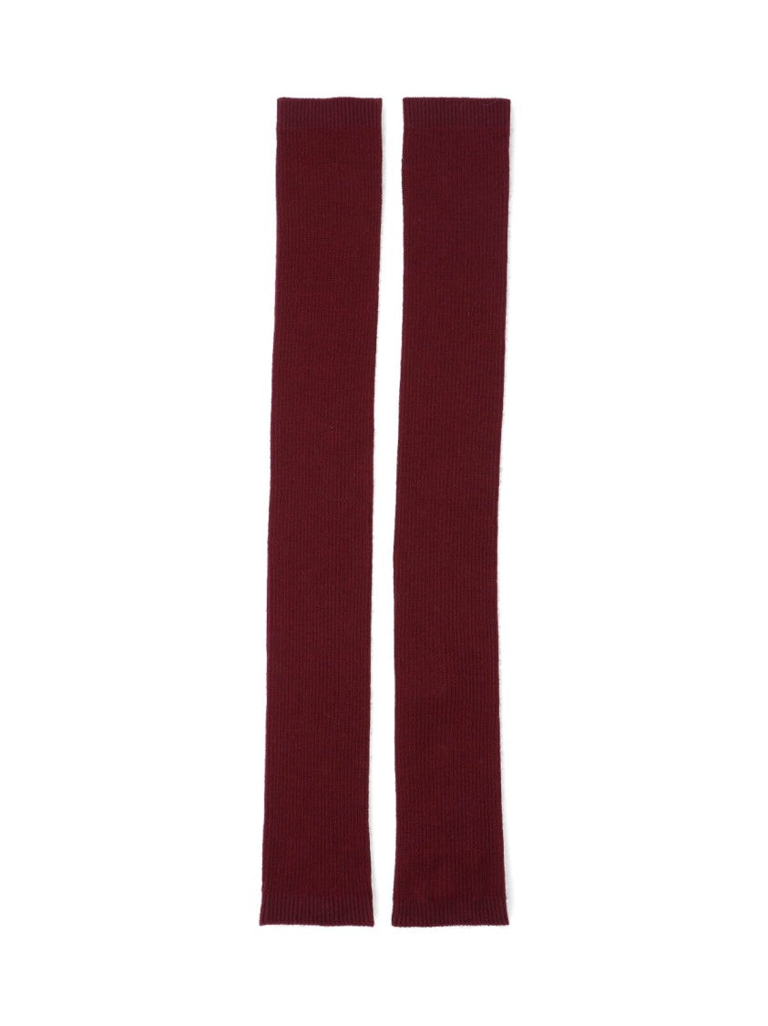 Sa Su Phi Long Ribbed Knit Gloves In Deep Burgundy Shade