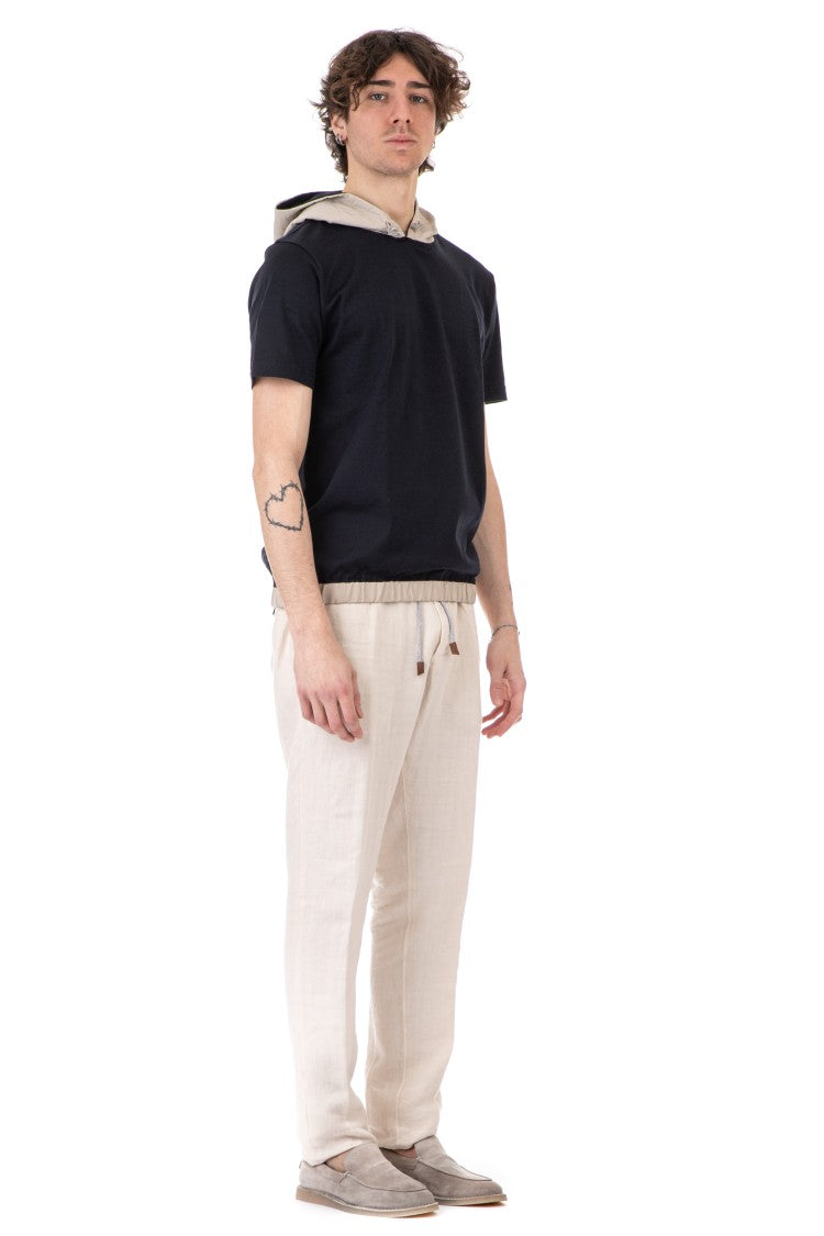 Eleventy Bimaterial Hoodie T-Shirt