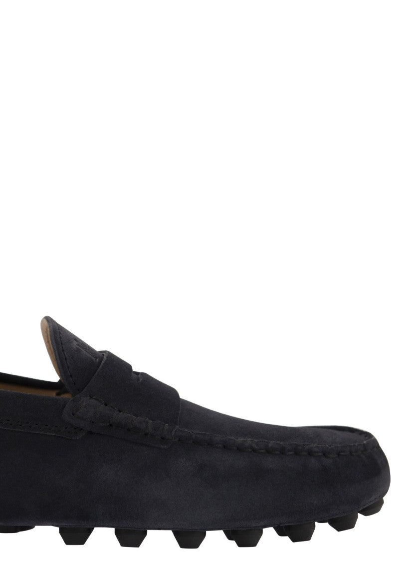 Tod's Gommino Suede Moccasin With Rubber Stud Sole