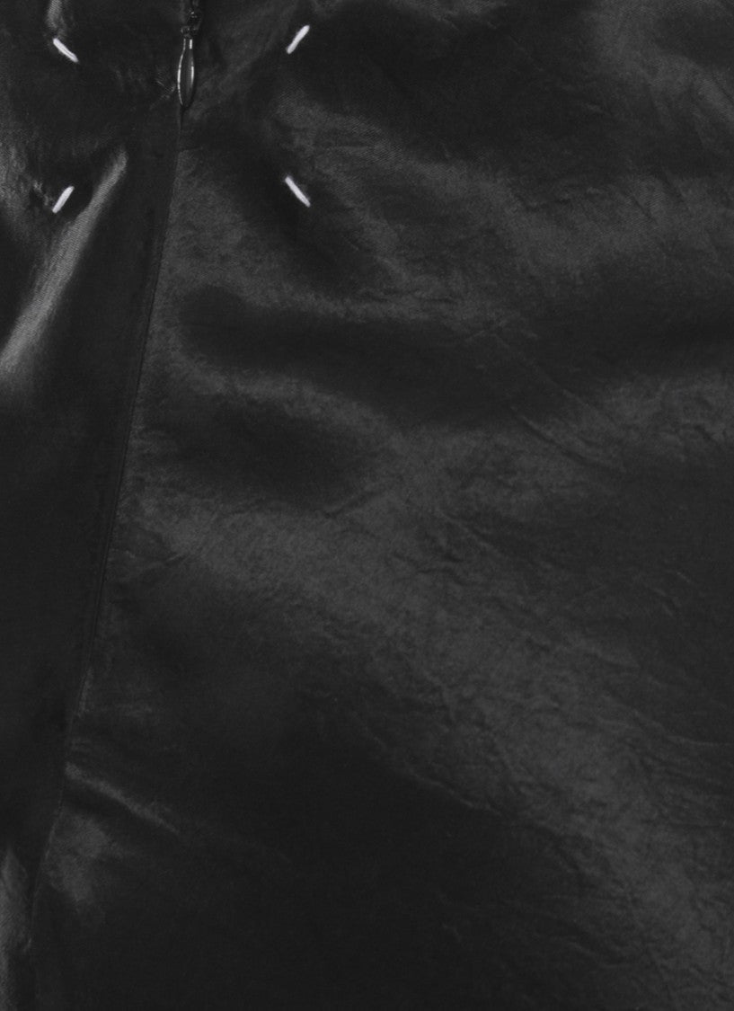 Maison Margiela Taupe Grey Satin Midi Skirt With Distinctive Four Stitches