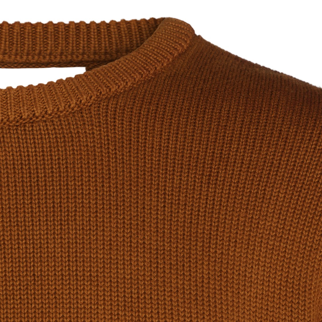 Arte Antwerp Ribbed Crew Neck Sweater In Rich Brown Tone