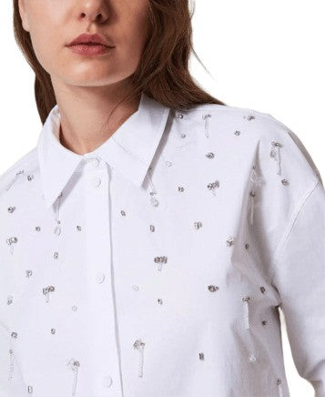 Twinset Actitude Pristine White Twinset Actitude Shirt With Embellishments