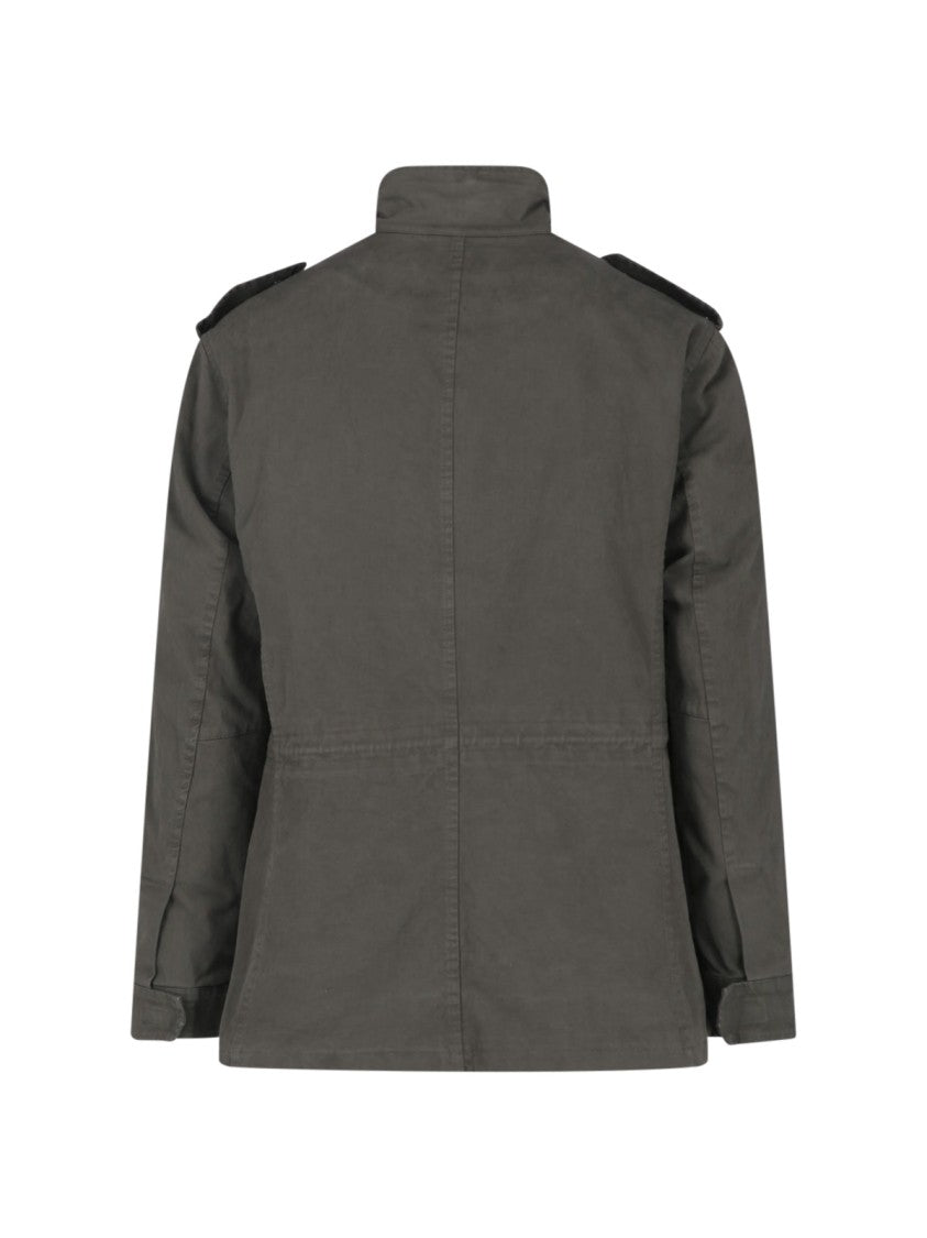 Drumohr Green Cotton Zip Standing Collar Jacket
