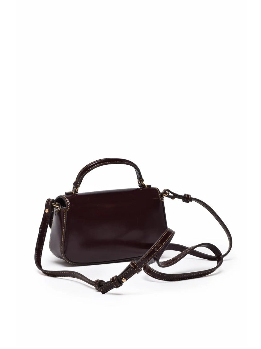 Tory Burch Britten Smooth Mini Top Handle Bag With Glossy Finish And Metallic Emblem