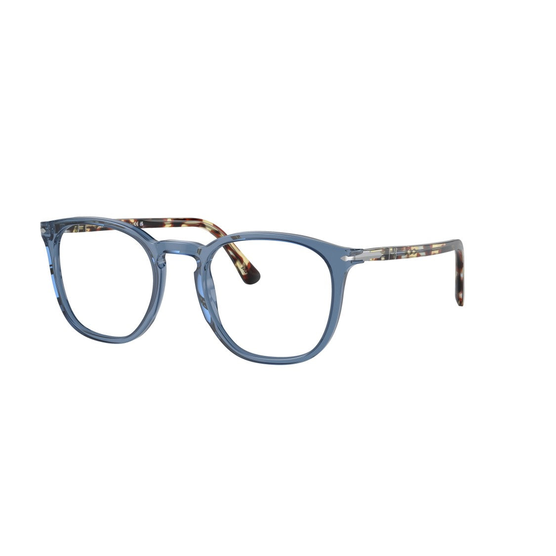 Persol 0Po3318v Rounded Square Eyeglasses With Translucent Blue Front