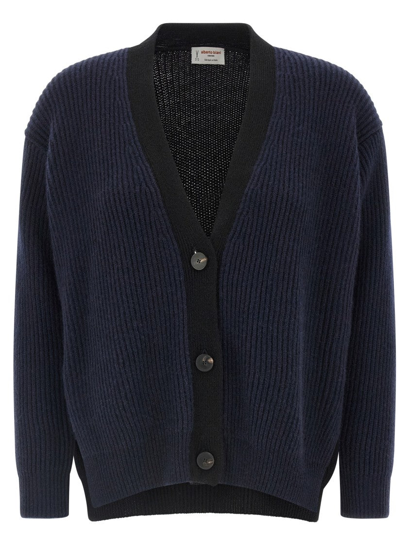 Alberto Biani Two-Tone Cashmere Cardigan With V-Neck