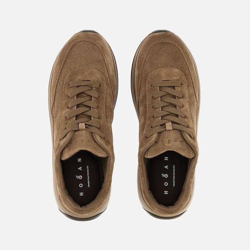 Hogan Beige Dark Calfskin Low-Top Sneakers