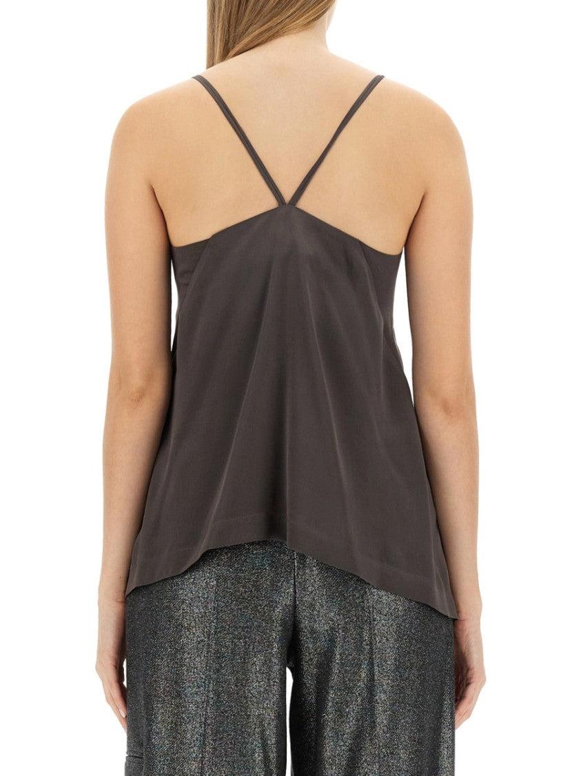 Alysi Deep V-Neck Silk Top