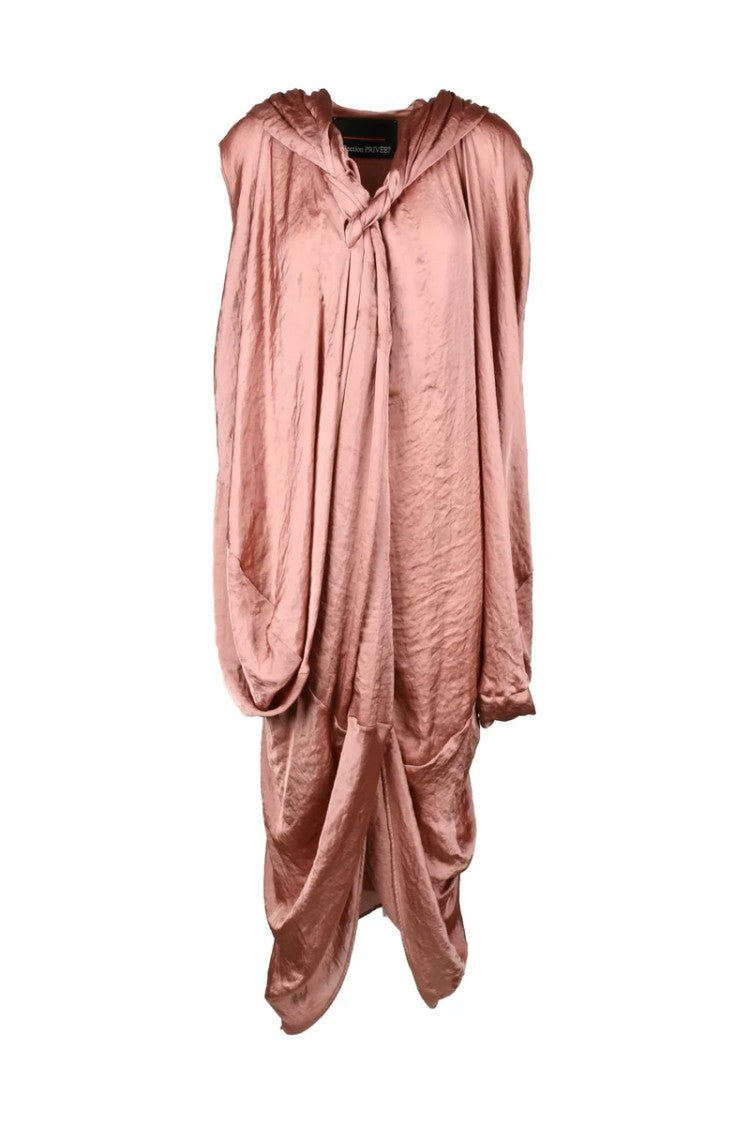 Collection Privee? Asymmetrical Draped Long Dress With Satin Finish
