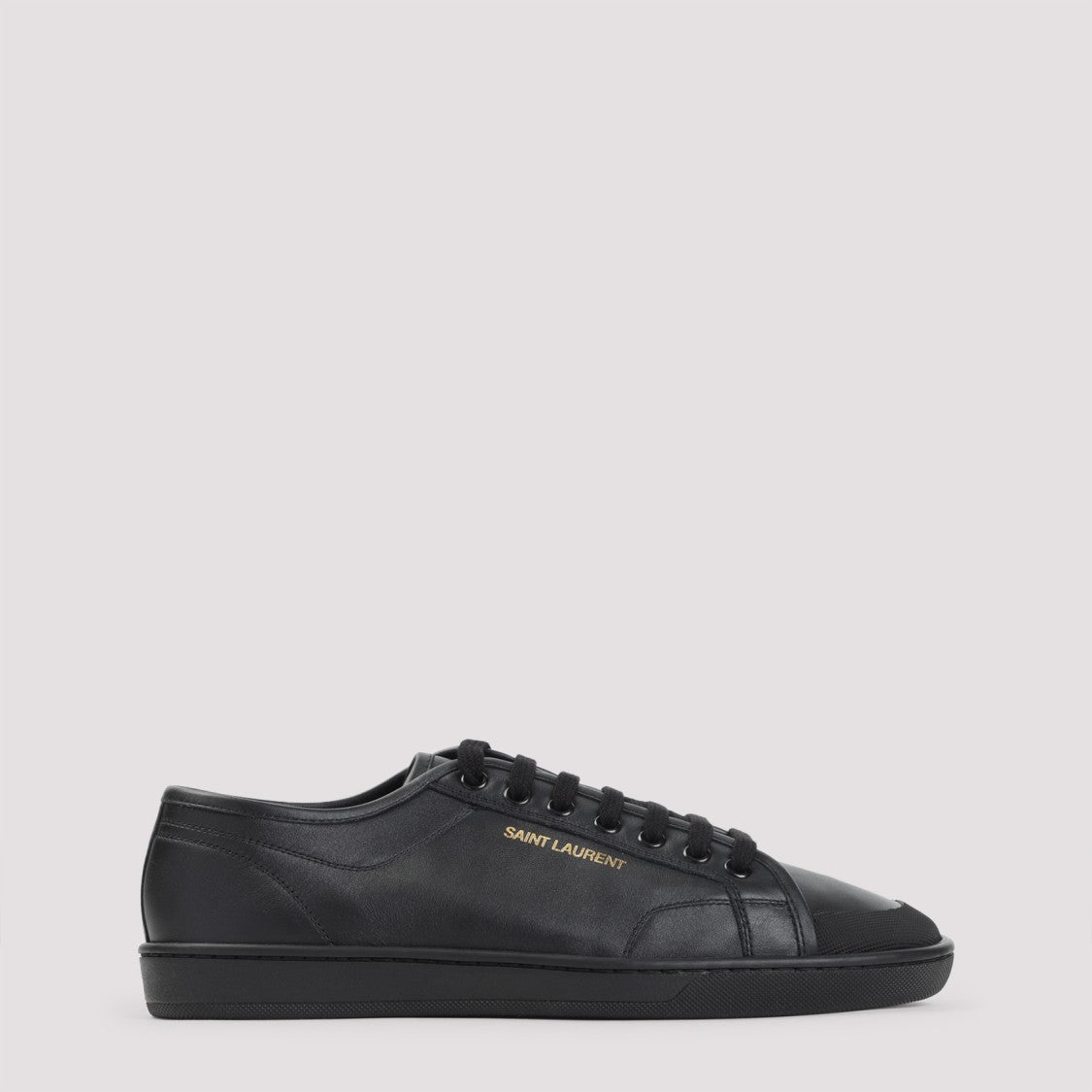 Saint Laurent Black Leather Sneakers With Minimalist Design