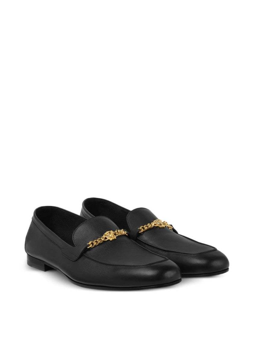 Versace Black Medusa Head Motif Round Flats