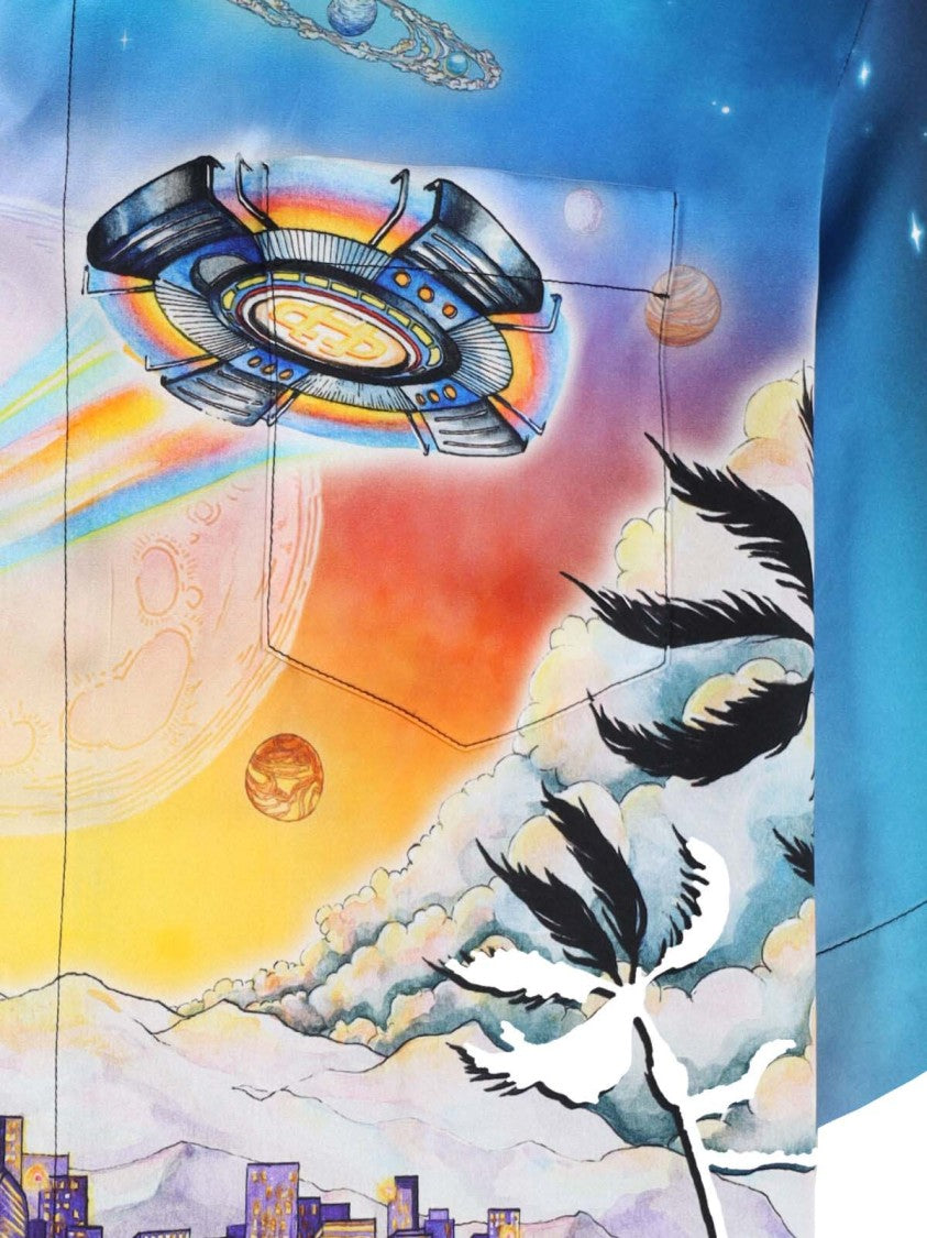 Casablanca Short-Sleeved Black Silk Shirt