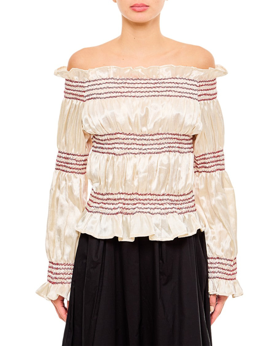 Tigra Tigra Bateau Neckline Cropped Top