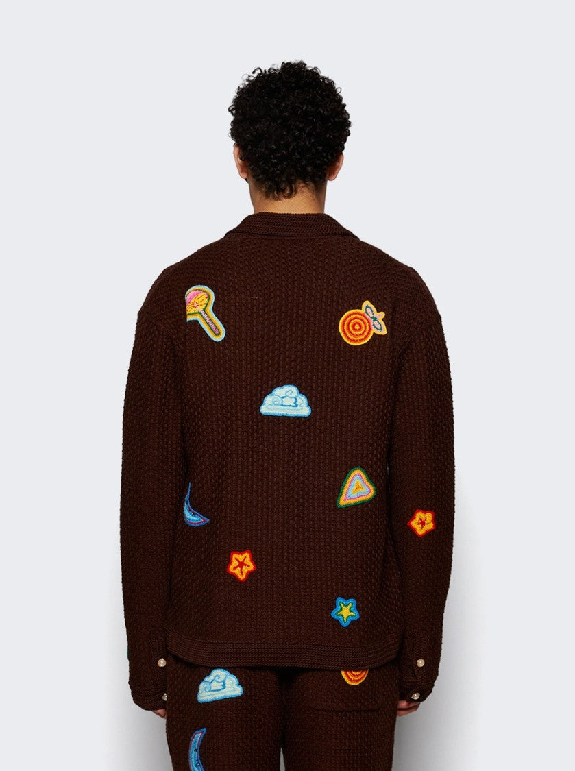 Casablanca Crochet Shirt With Patches Brown