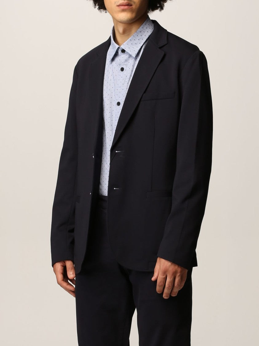 Armani Exchange Blue Single-Breasted Blazer