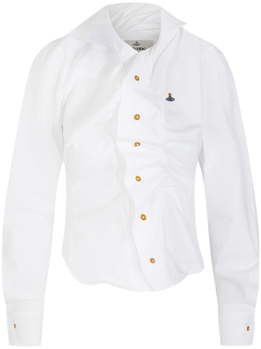 Vivienne Westwood Asymmetrical White Cotton Shirt With Gold Buttons