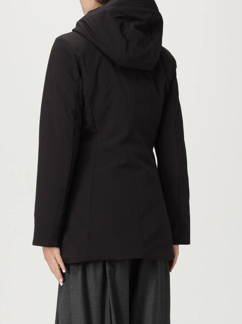 Woolrich Hooded Black Down Parka With Zip Closure