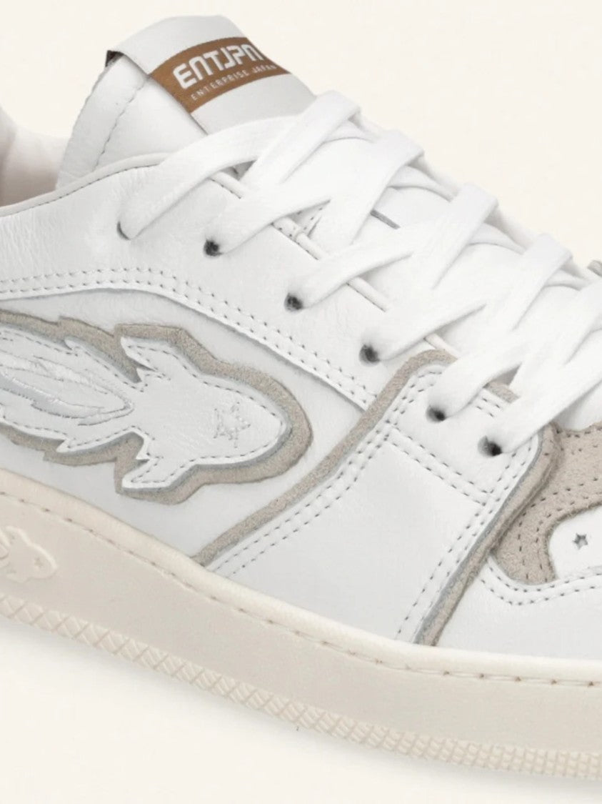 Enterprise Japan Low-Top Leather Sneakers With Suede Accents And Rocket Emblem