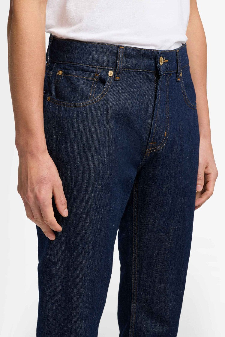 7 For All Mankind Straight-Leg Dark Blue Denim Jeans