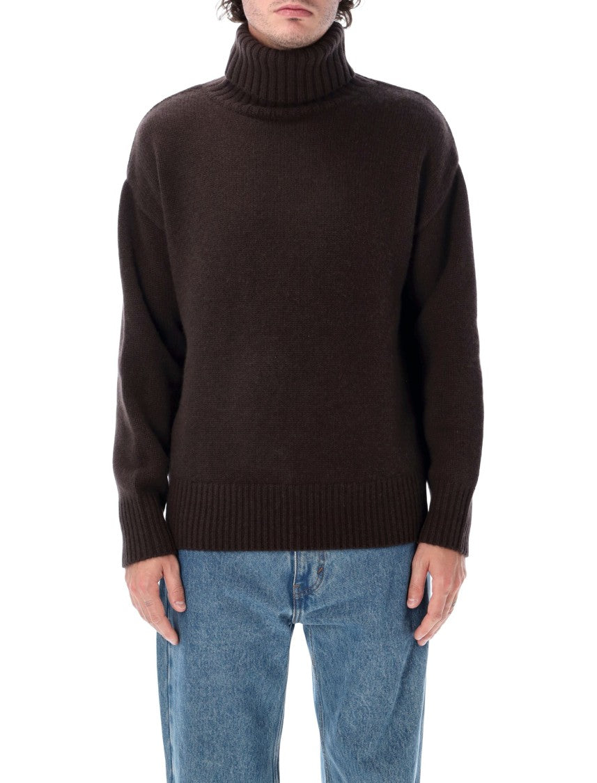 Extreme Cashmere Brown Extra High Neck Oversized Sweater