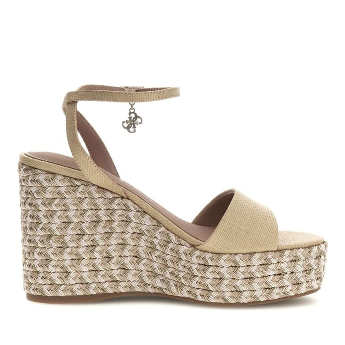 Guess Beige Everly Woven Platform Wedge Sandals