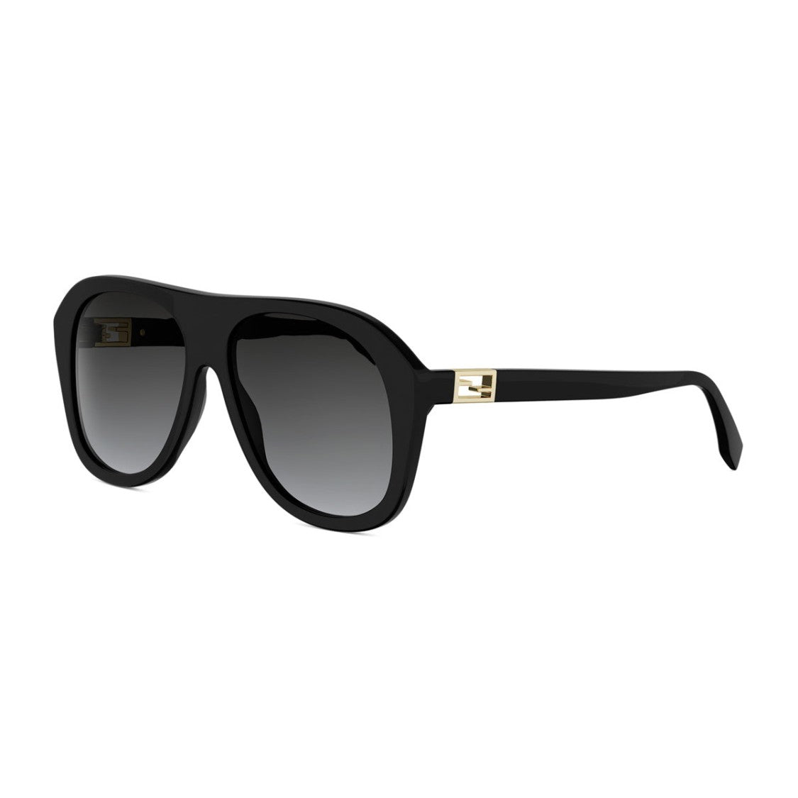 Fendi Black Tube Oversized Aviator Acetate Sunglasses