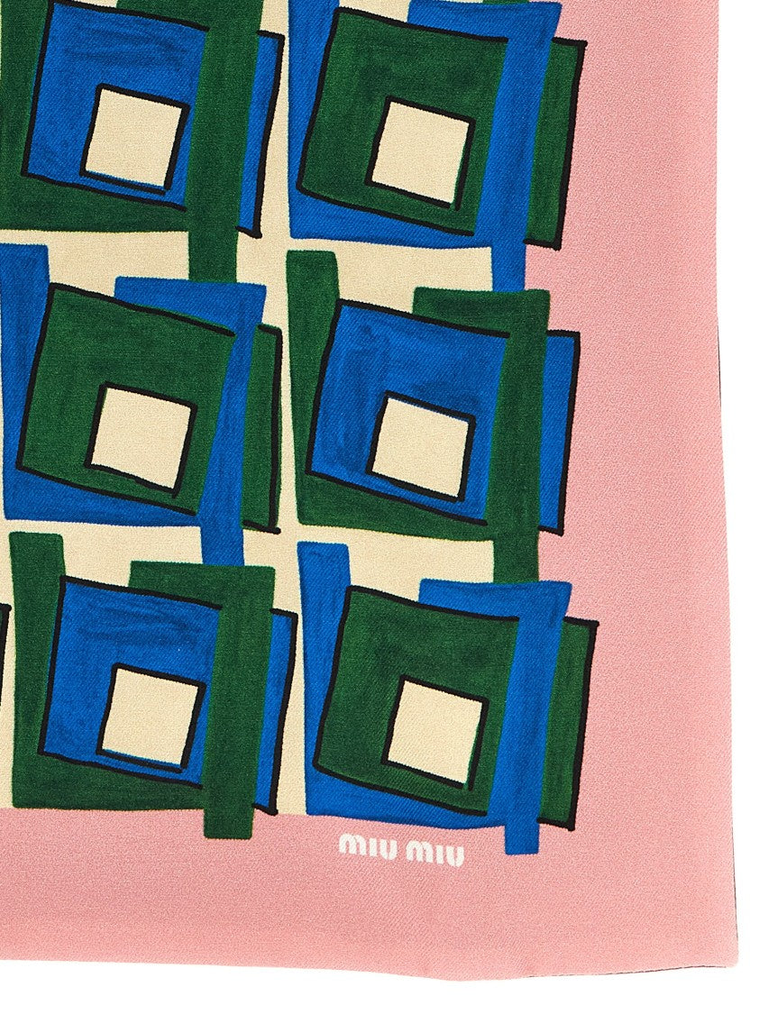 Miu Miu Geometric Silk Twill Scarf