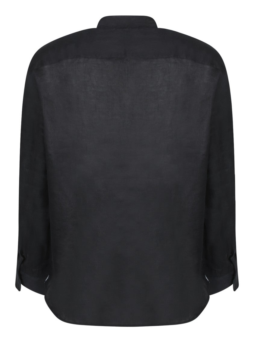 Tagliatore Long Sleeve Black Linen Shirt