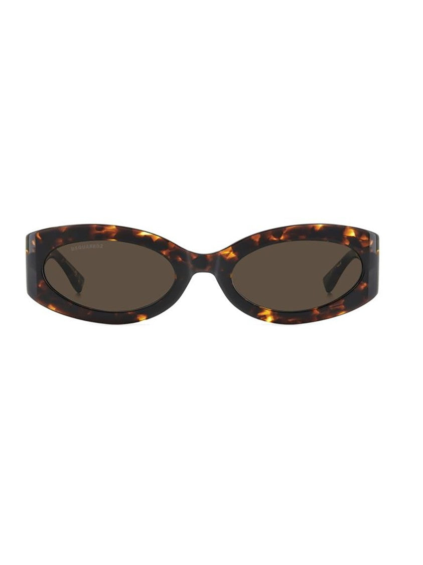 Dsquared2 Oval Tortoiseshell Acetate Sunglasses With Logo Detail