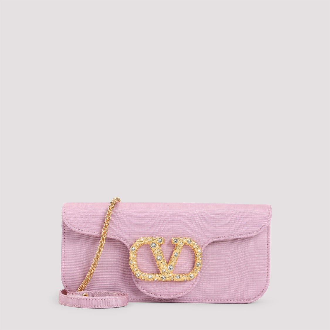 Valentino Garavani Pink Moiré Textile Clutch